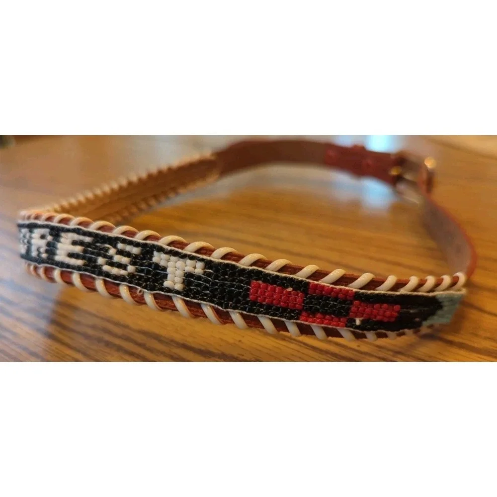 NOS Magic Forest Lake George NY Novelty Beaded Leather Belt Kids Youth Adult 26